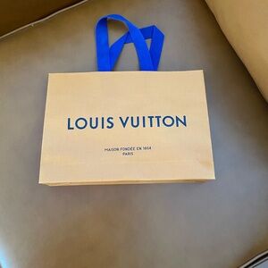 Louis Vuitton Gold Bag with Blue Handles